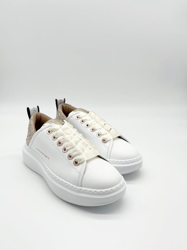 Sneaker Wembley white gold strass