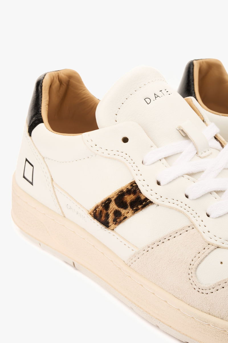 Sneaker Court 2.0 vintage calf white-leopard