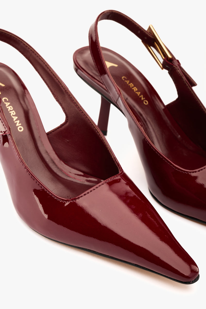 Slingback vernice burgundy fibbia