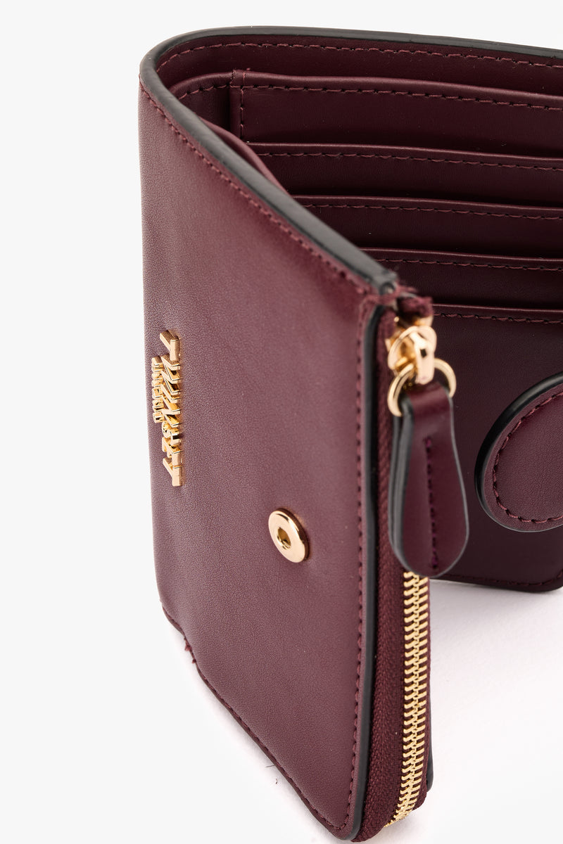 Portafoglio bottone burgundy