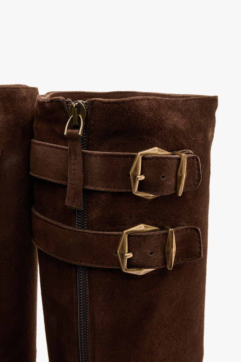 Stivale camoscio moro fibbie