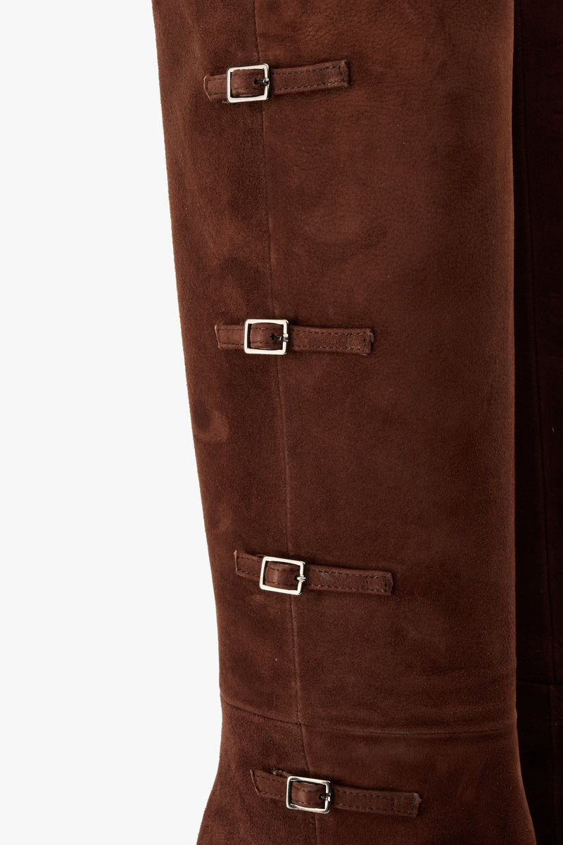 Stivale caffè con fibbiette