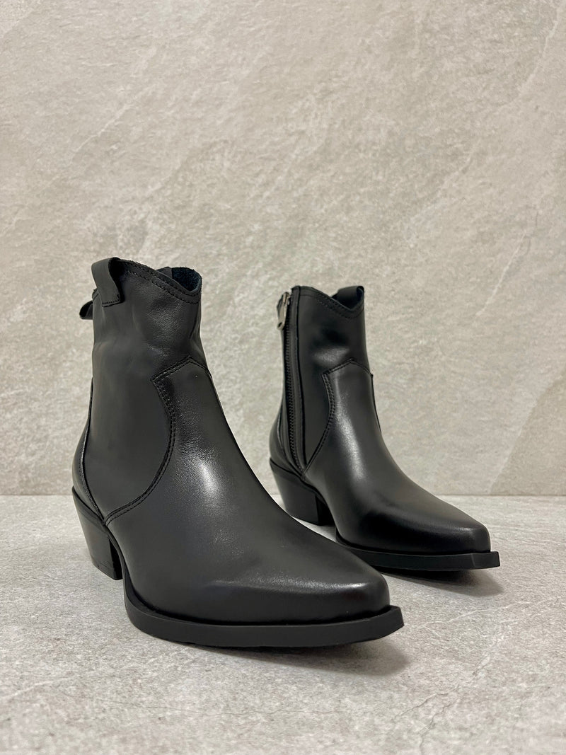 Stivaletto texano pelle nera