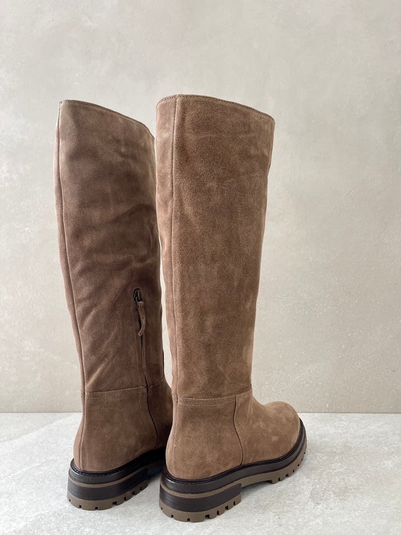 Stivale camoscio beige