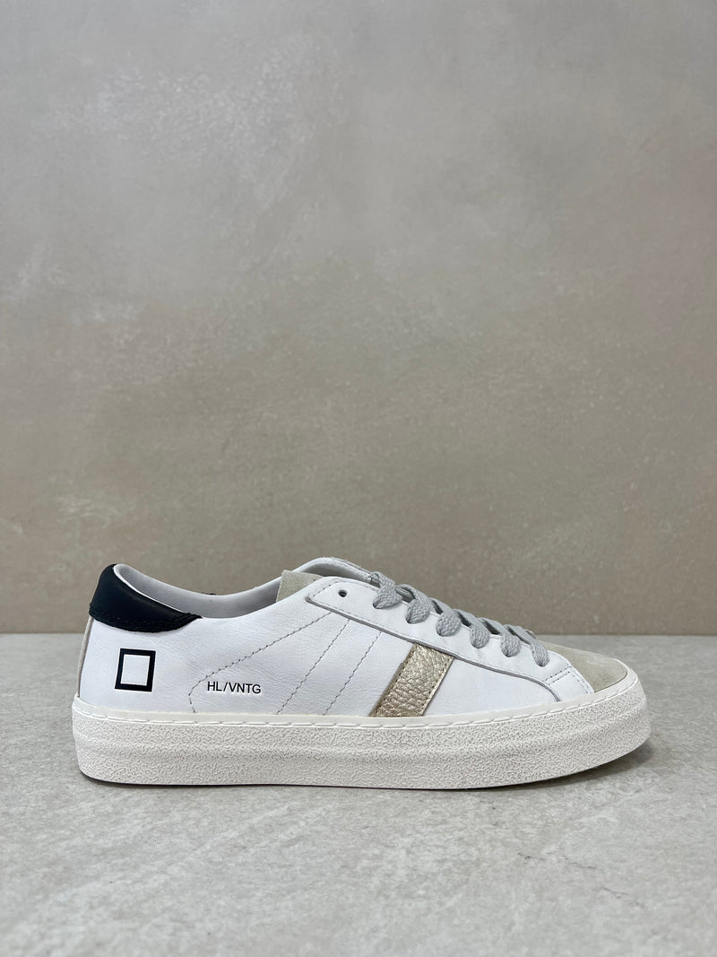 Sneaker D.A.T.E. hill low vintage calf white-platinum