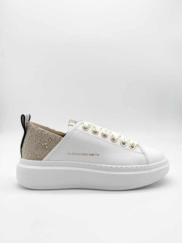 Sneaker Wembley white gold strass