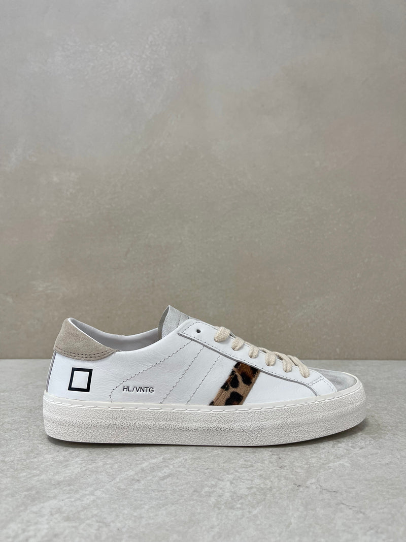 Sneaker D.A.T.E. hill low vintage calf white-leopard
