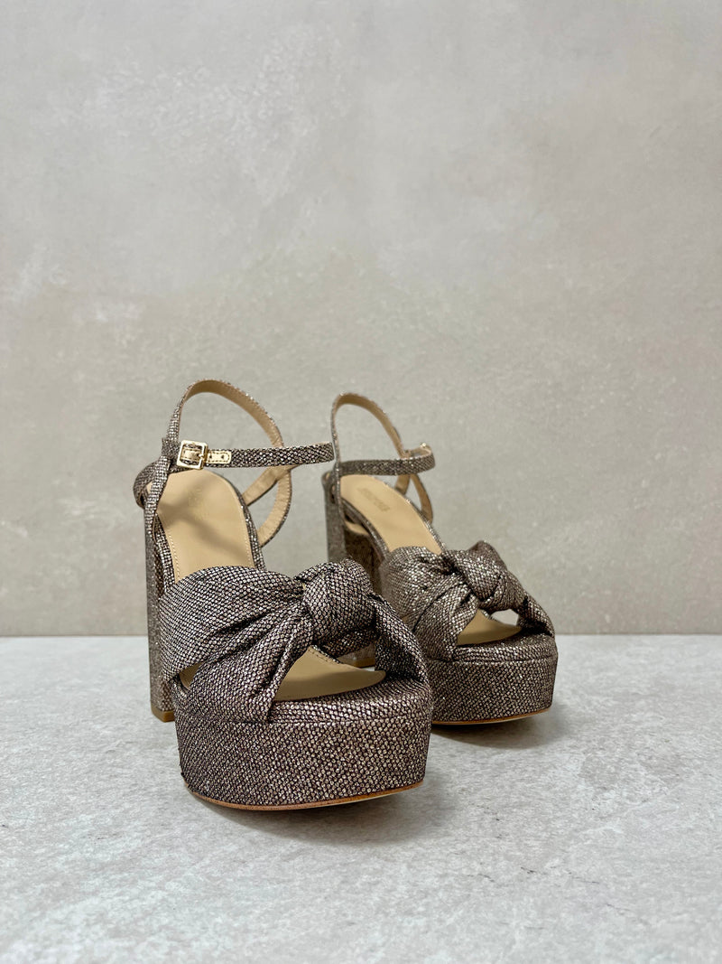 Sandalo in mesh metallizzato