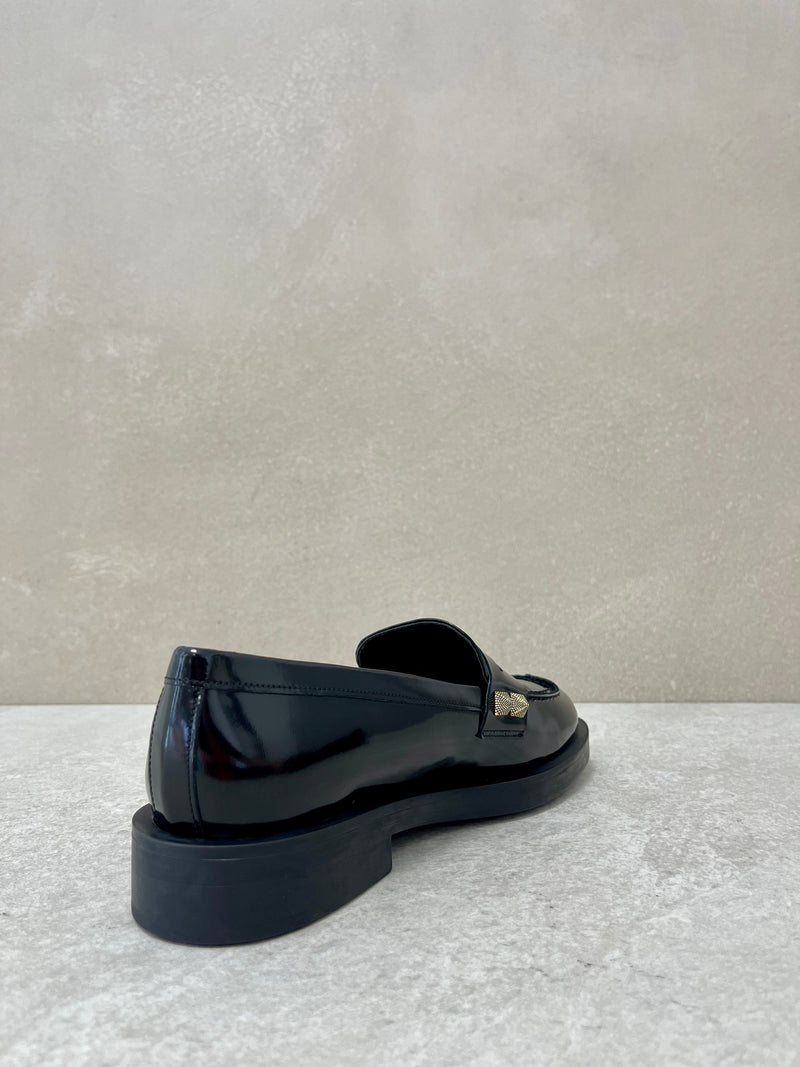 Mocassino nero borchie