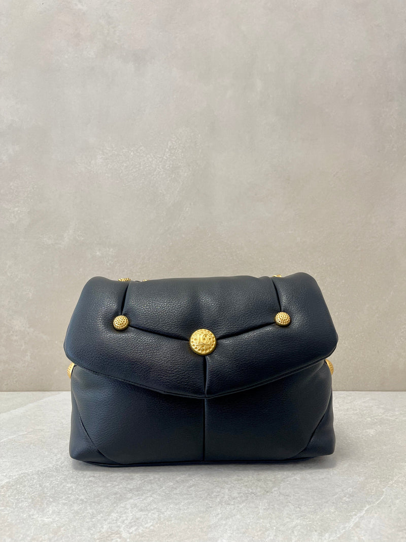 Borsa a spalla nera maxi borchie