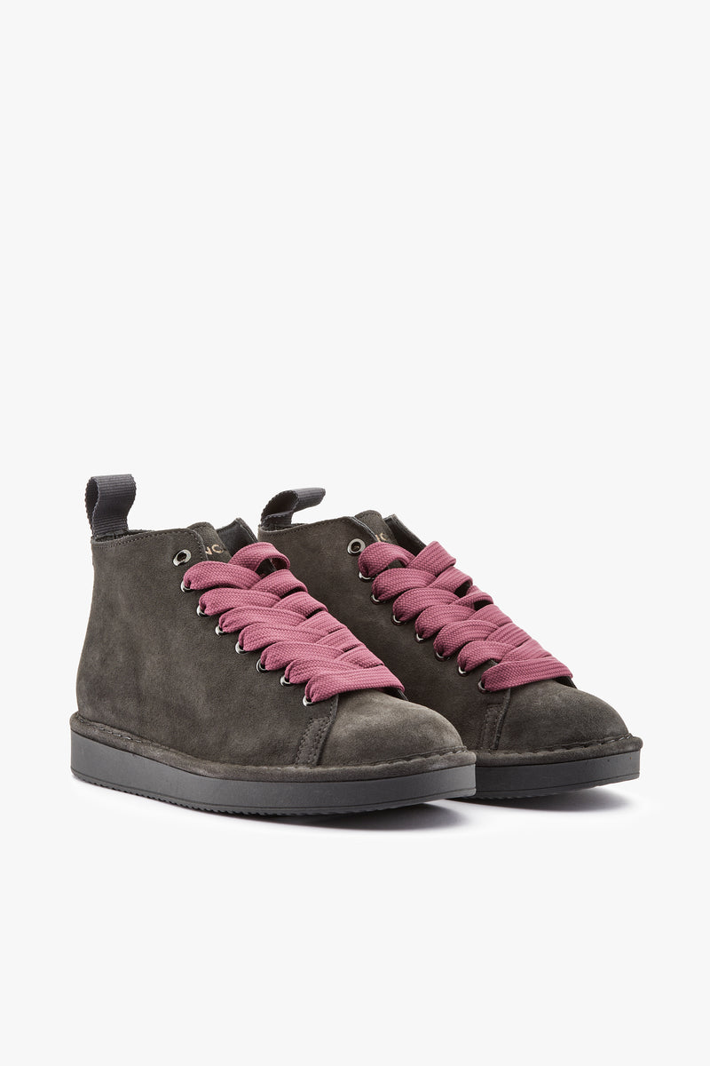 Polacchino suede antracite/brownrose