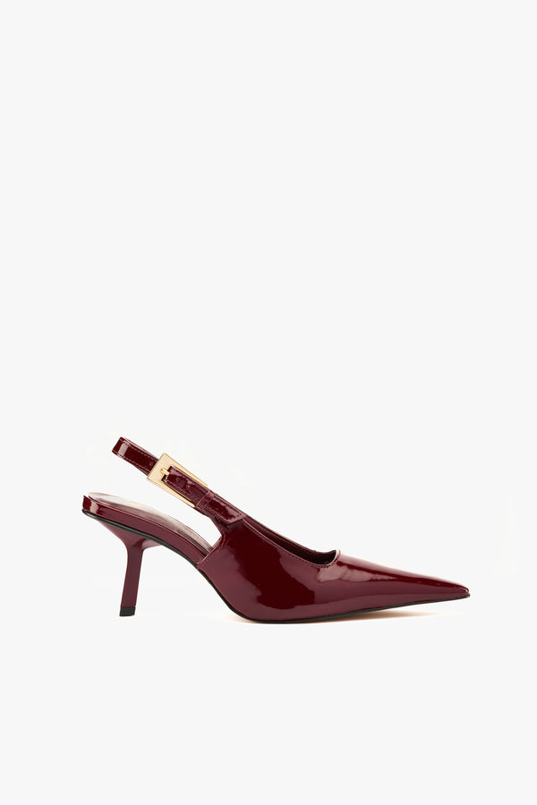 Slingback vernice burgundy fibbia