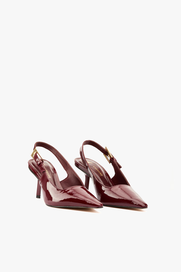 Slingback vernice burgundy fibbia