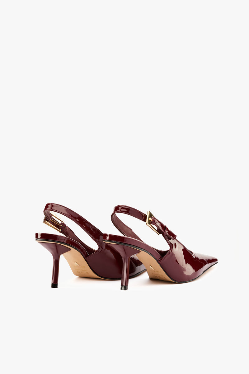 Slingback vernice burgundy fibbia