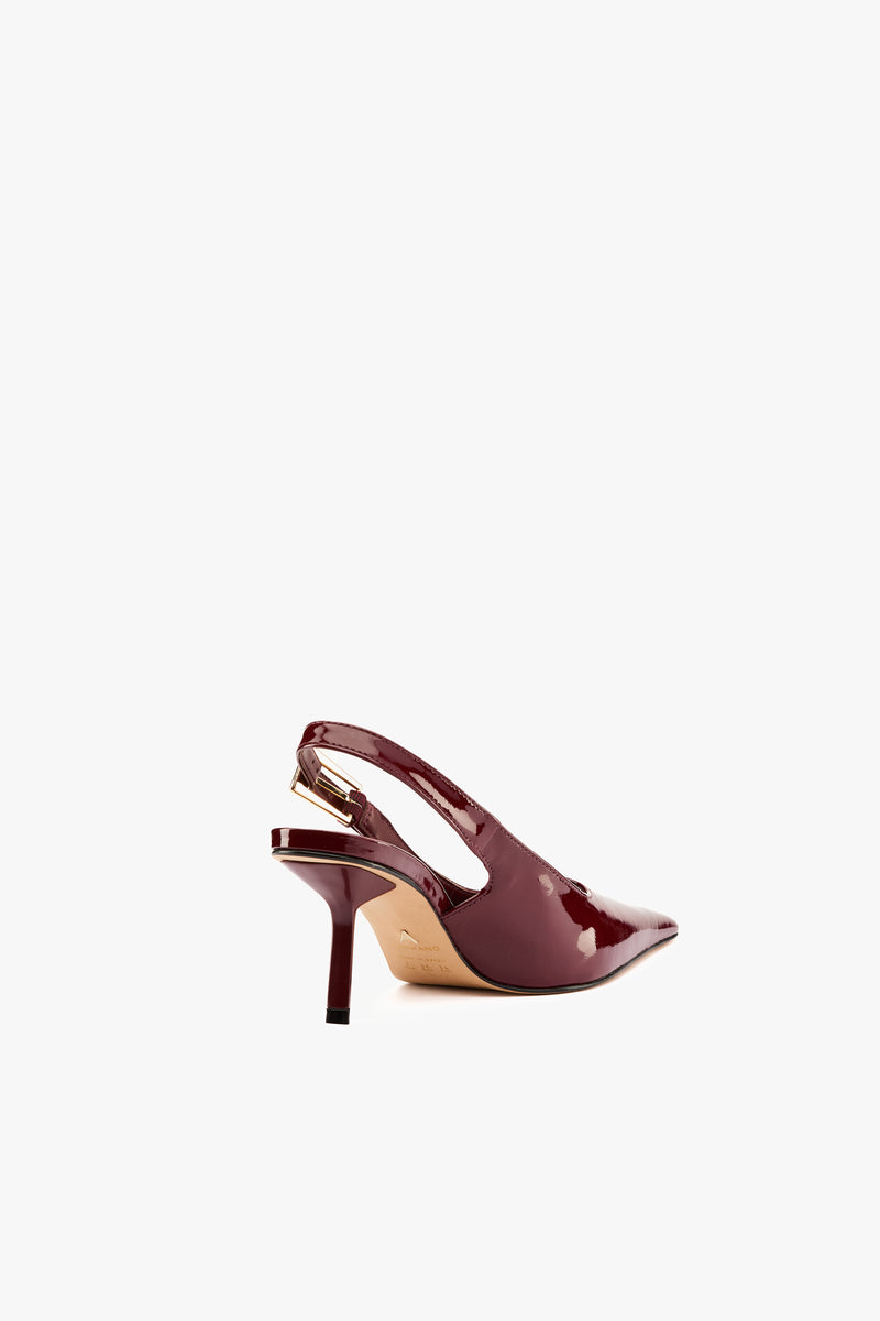 Slingback vernice burgundy fibbia
