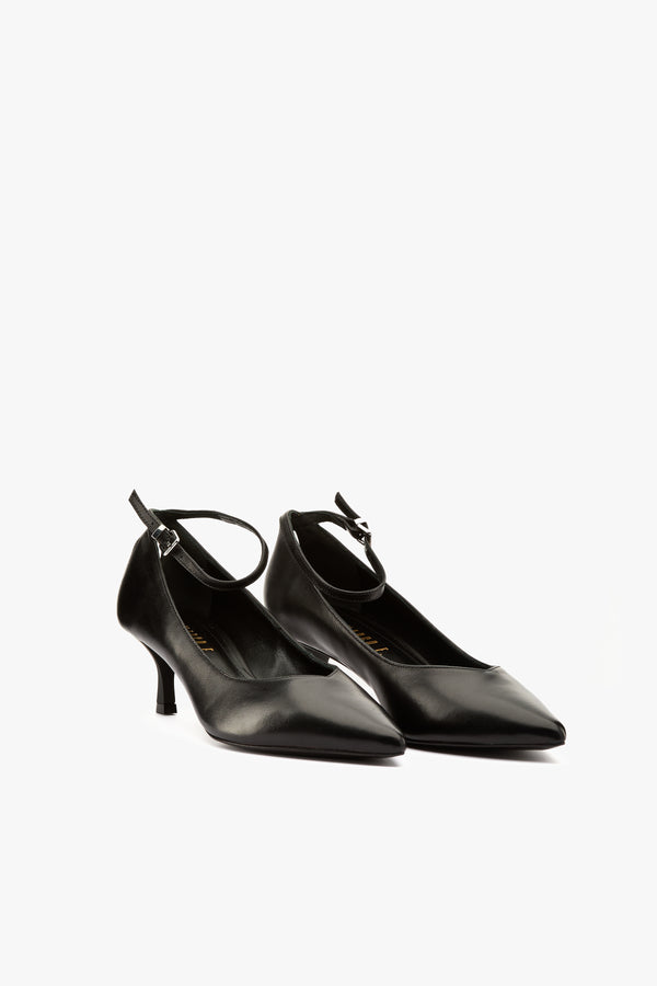 Décolleté nappa nera cinturino