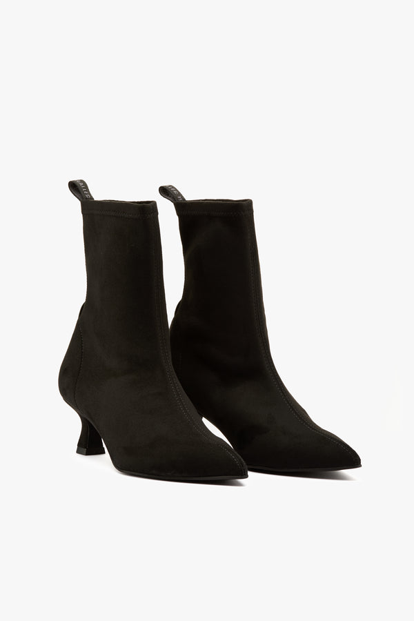 Tronchetto in camoscio nero elasticizzato
