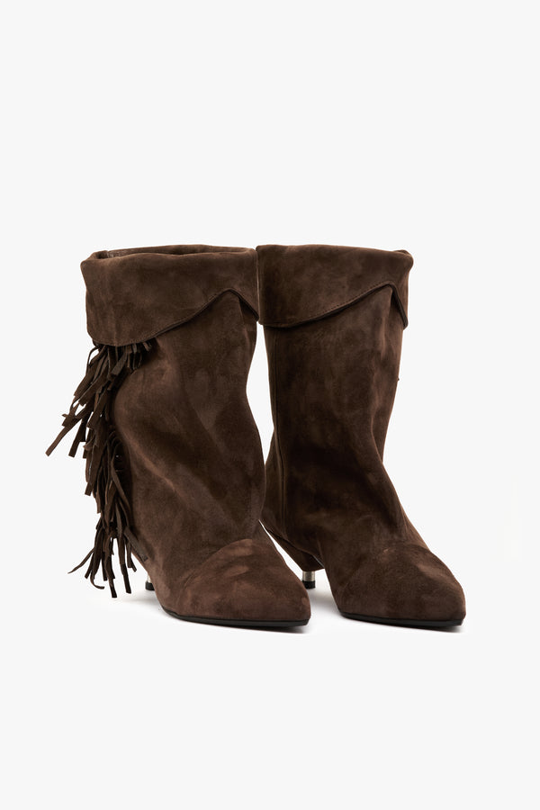 Stivaletto camoscio frange