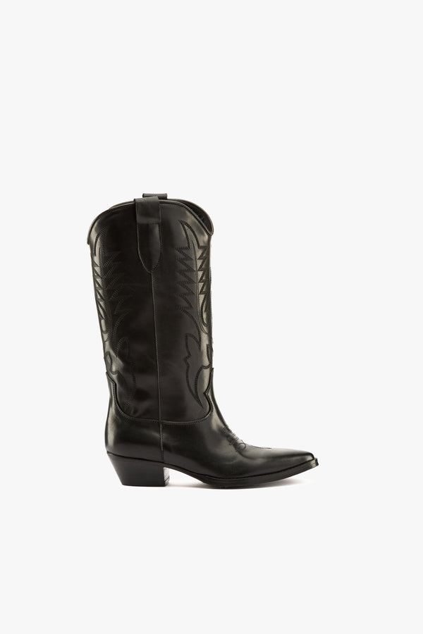 Stivale texano ricami nero