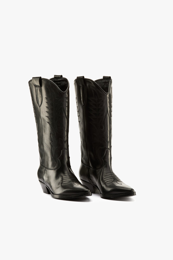 Stivale texano ricami nero
