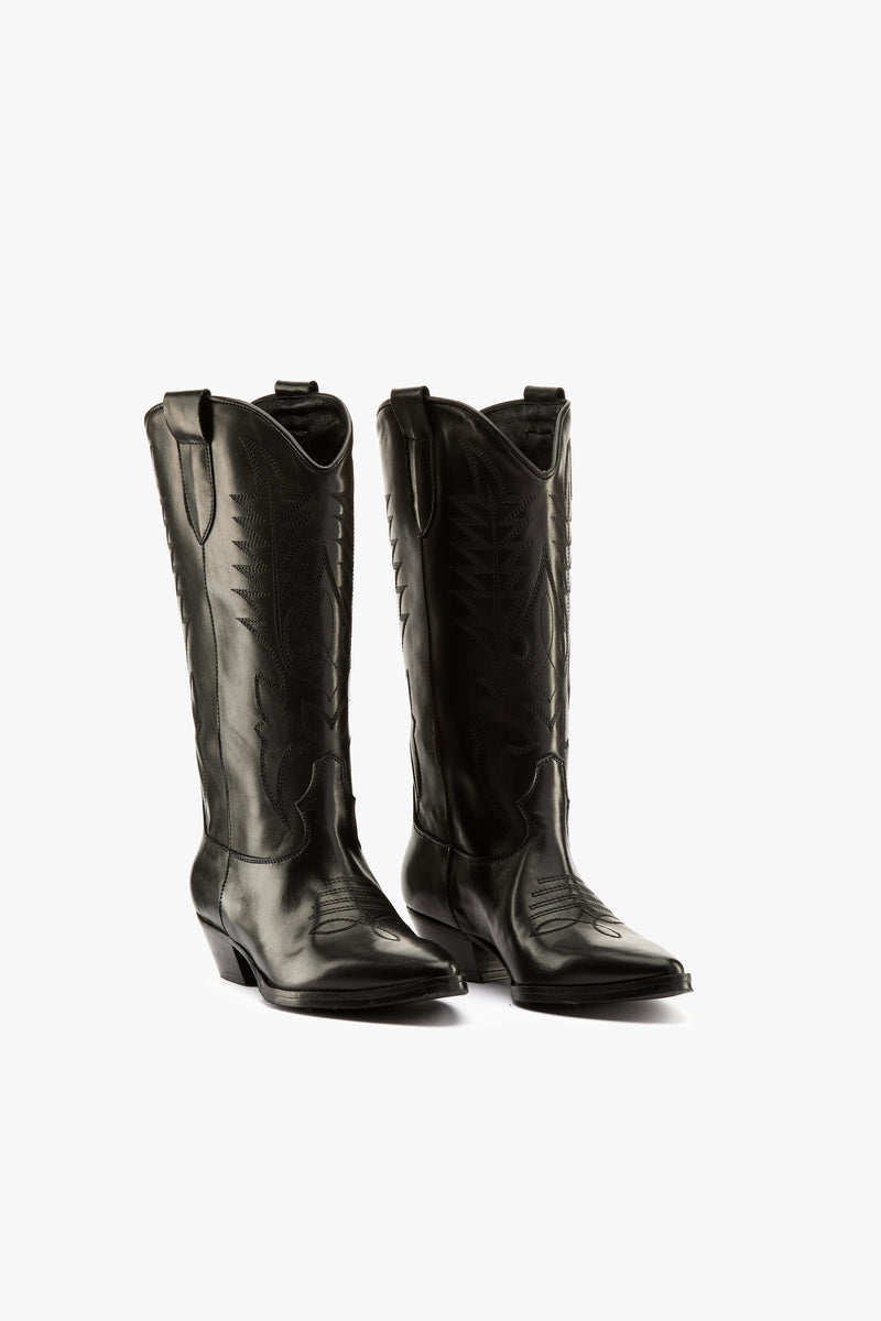 Stivale texano ricami nero