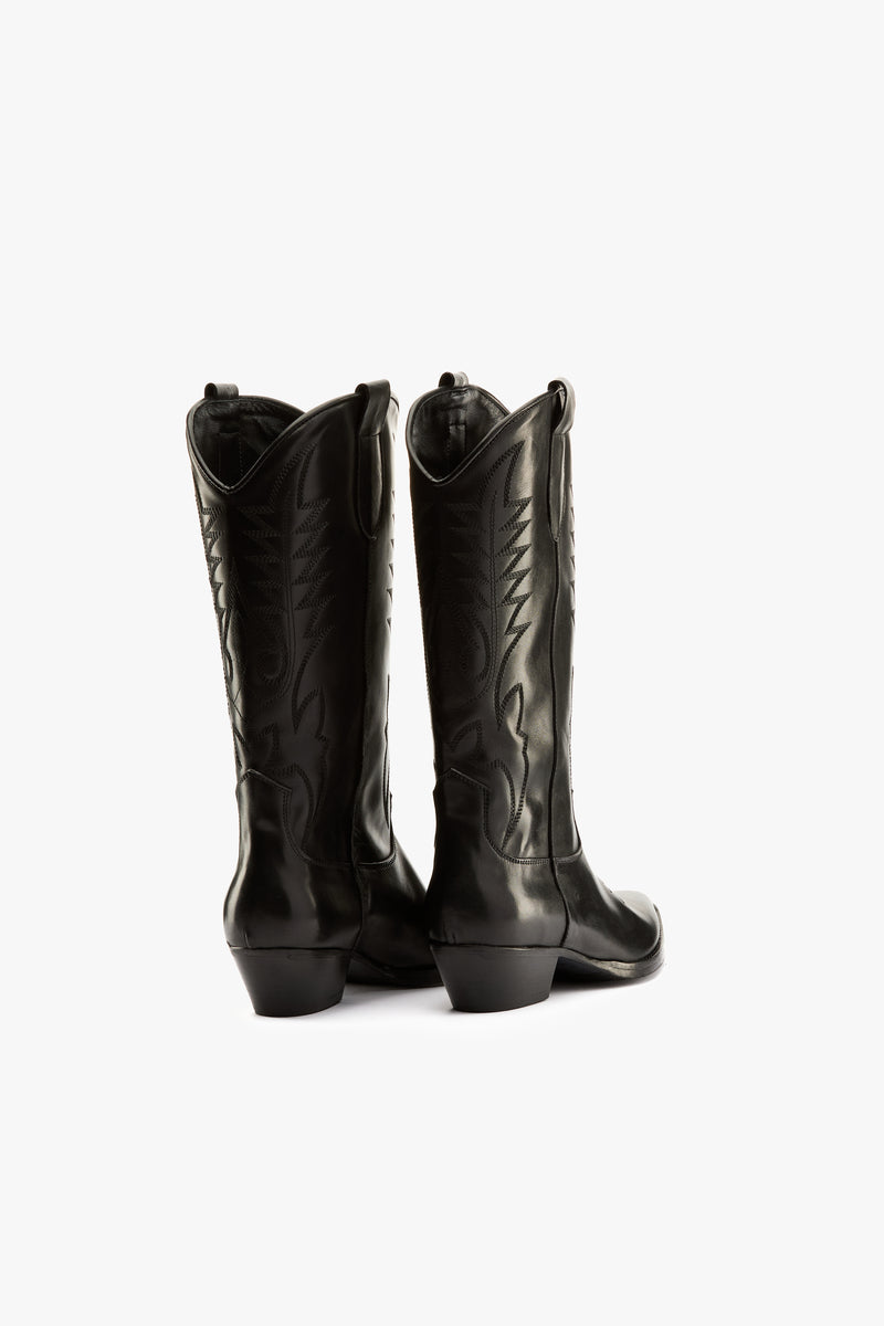 Stivale texano ricami nero