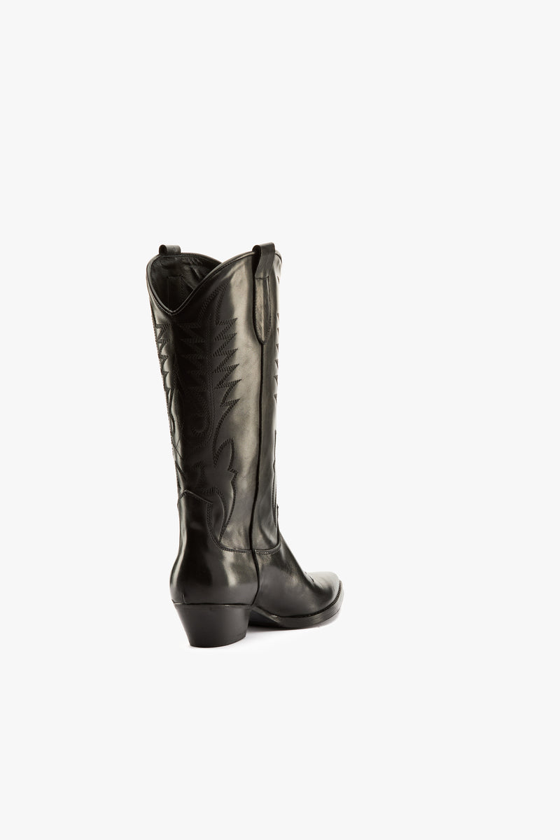 Stivale texano ricami nero