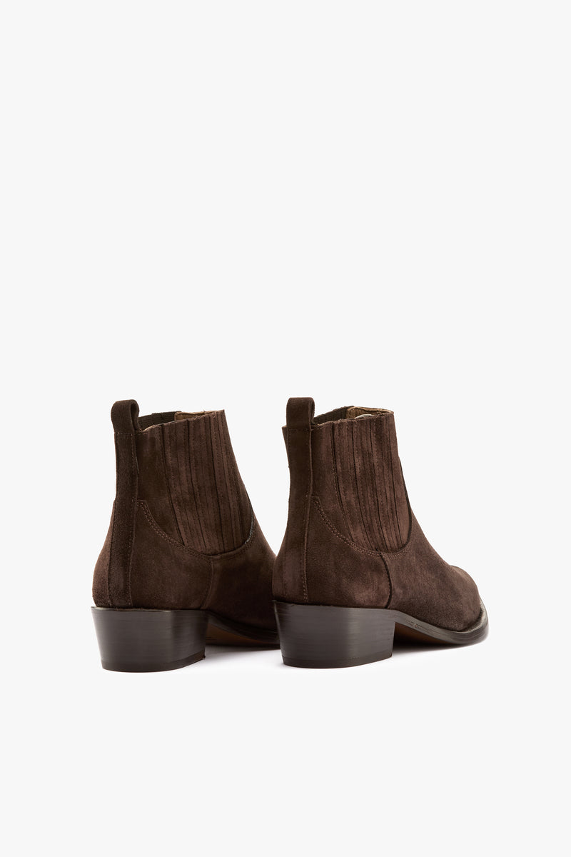 Stivaletto texano camoscio moro ricami