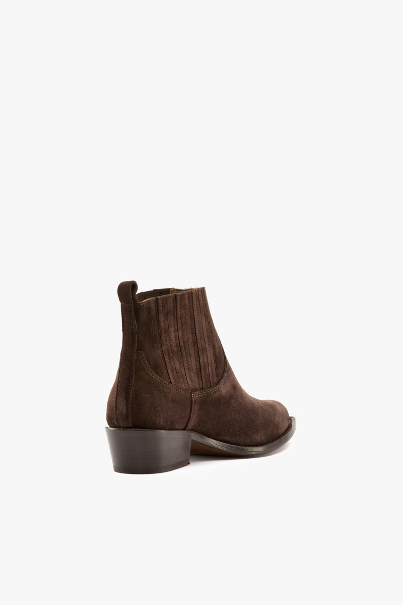 Stivaletto texano camoscio moro ricami