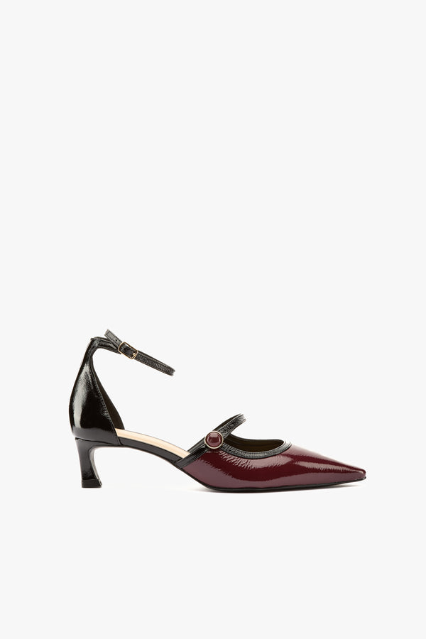 Décolleté bicolor burgundy/black