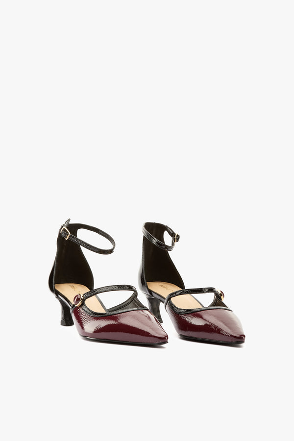 Décolleté bicolor burgundy/black