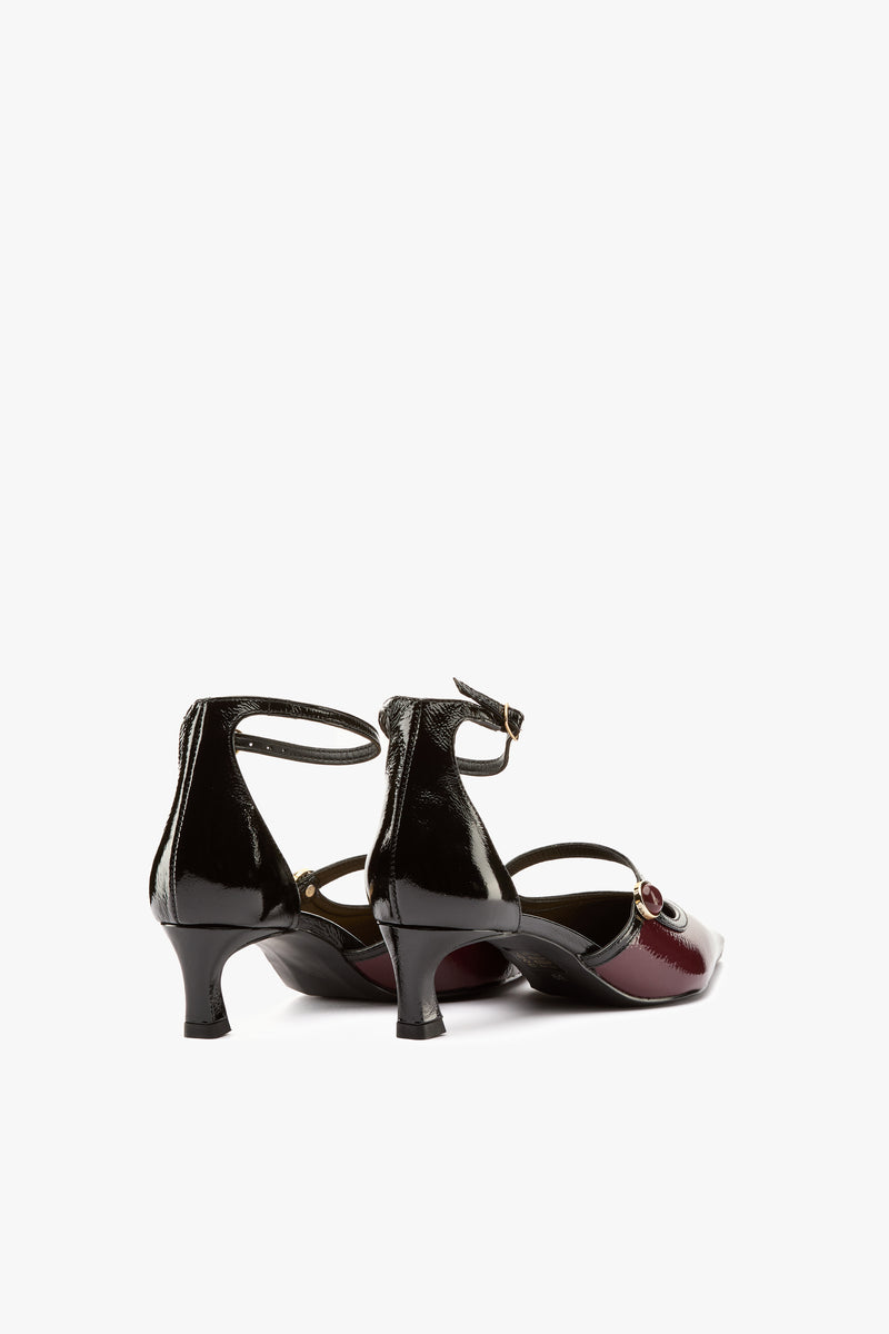 Décolleté bicolor burgundy/black