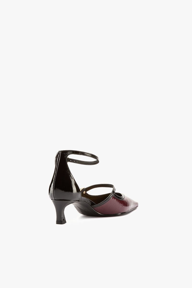 Décolleté bicolor burgundy/black