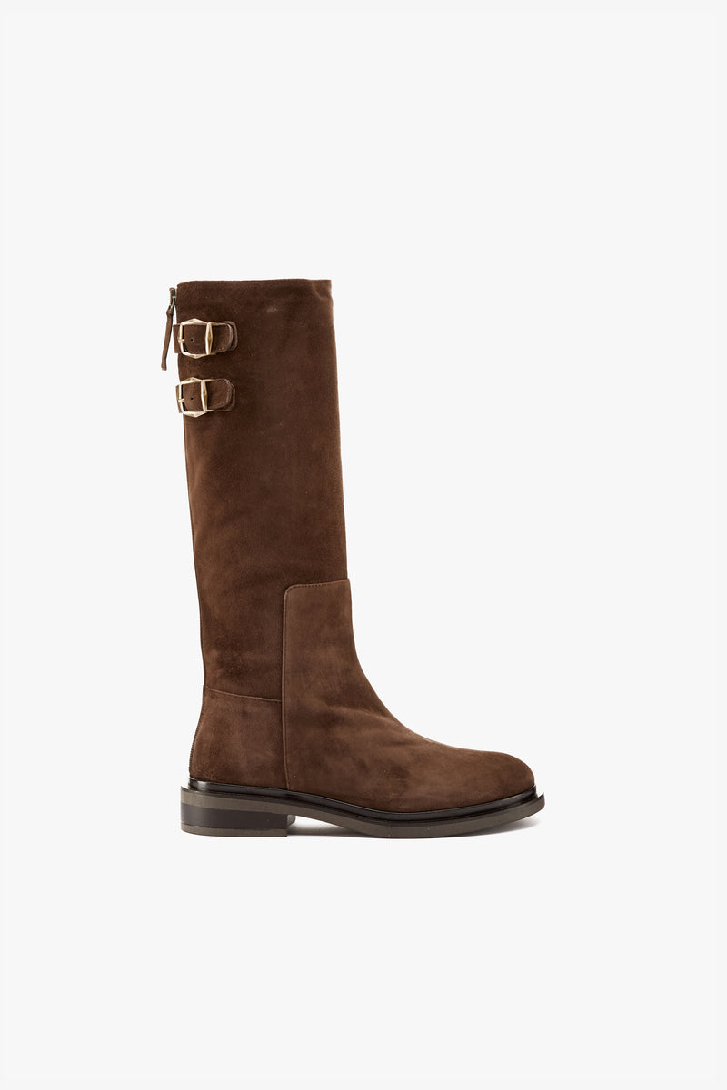 Stivale camoscio moro fibbie