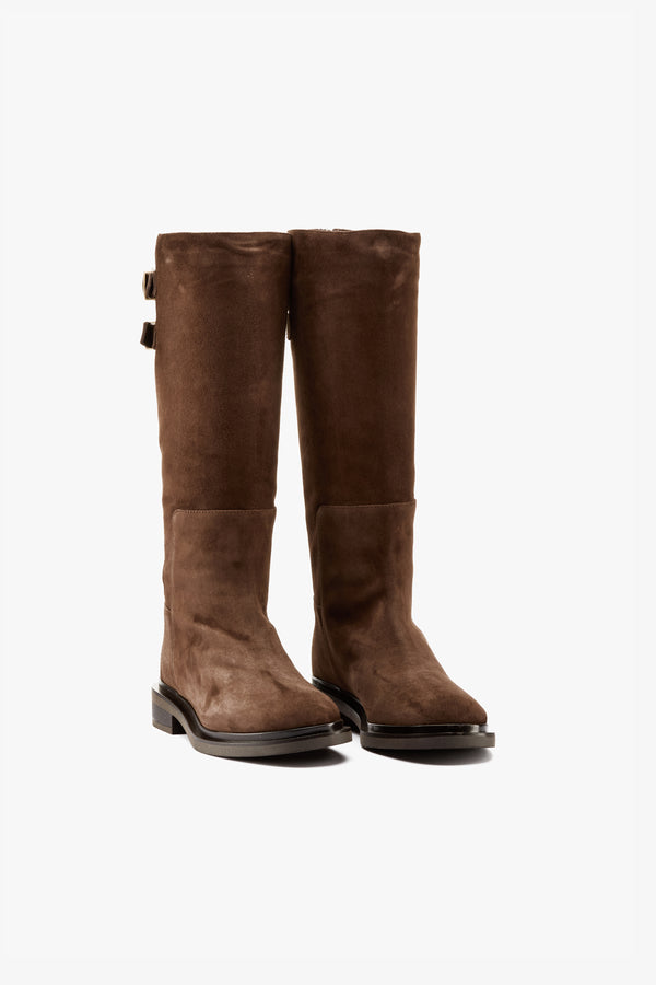 Stivale camoscio moro fibbie