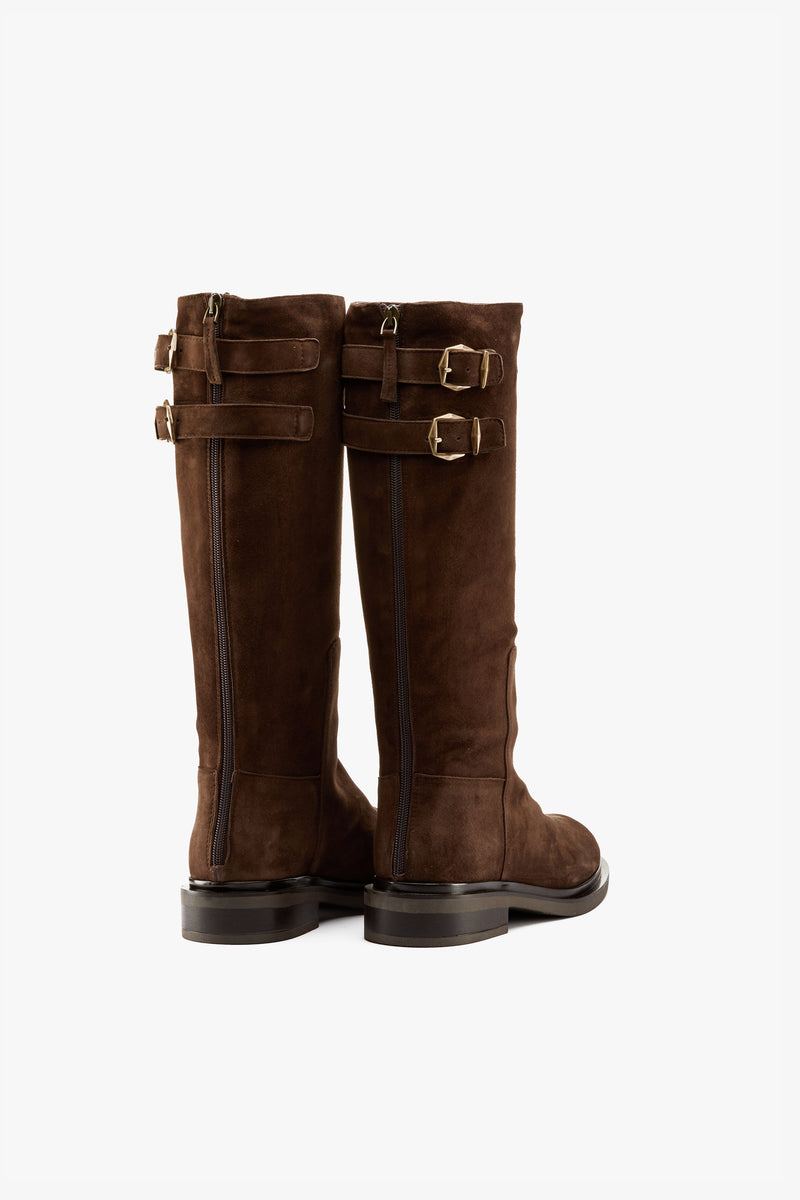 Stivale camoscio moro fibbie