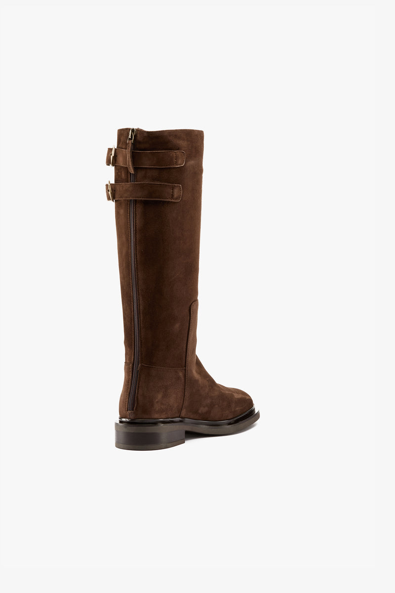 Stivale camoscio moro fibbie