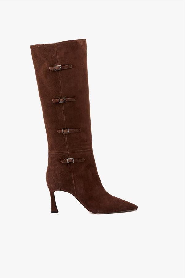 Stivale caffè con fibbiette