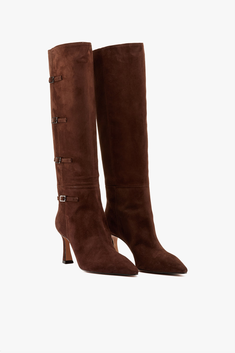 Stivale caffè con fibbiette