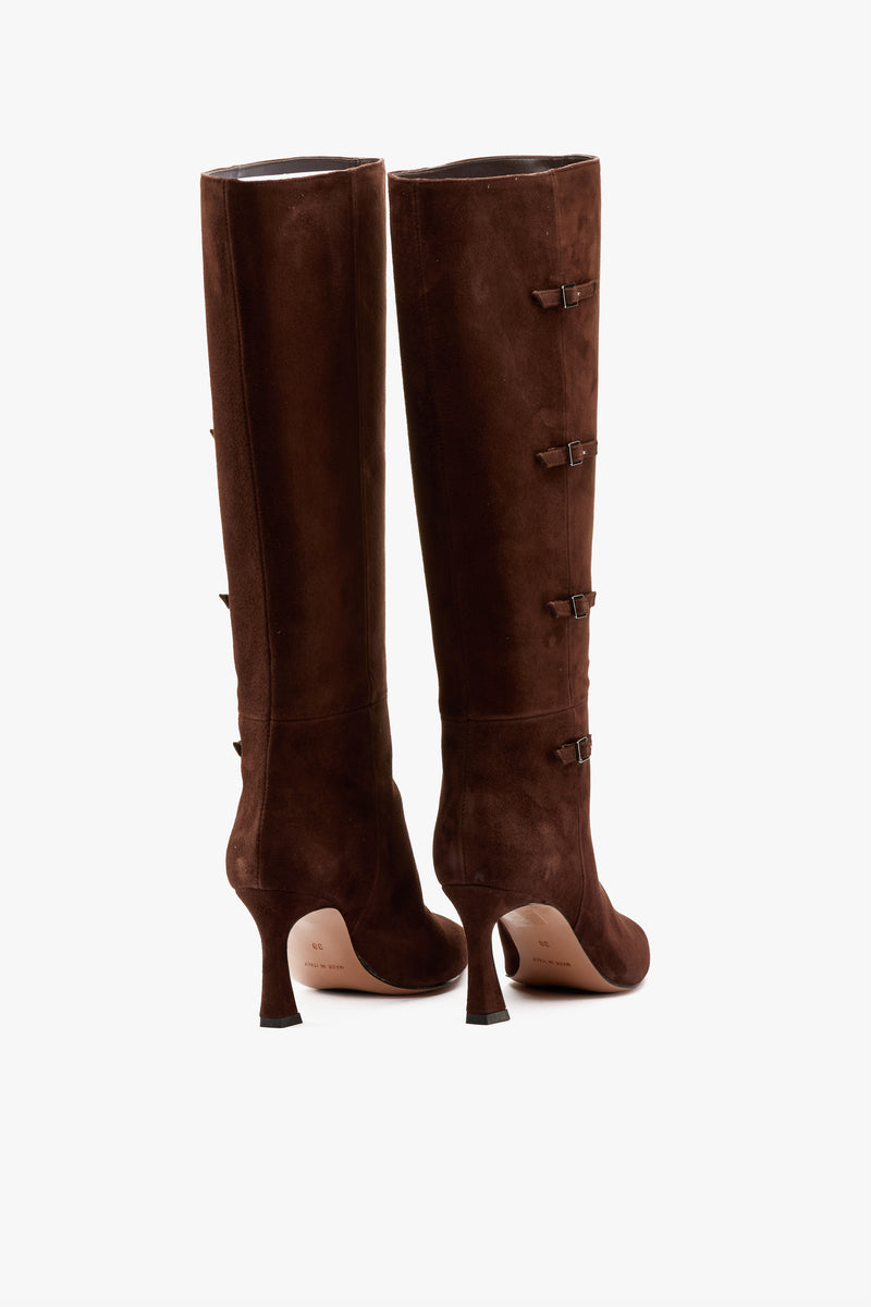 Stivale caffè con fibbiette