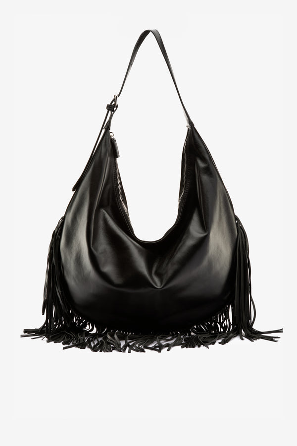 Borsa a spalla frange nero