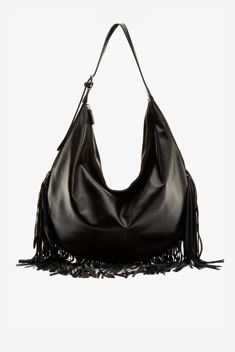 Borsa a spalla frange nero