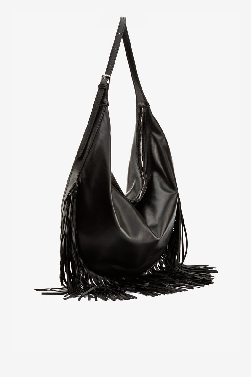 Borsa a spalla frange nero