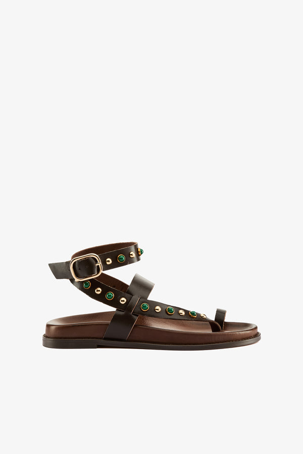 Sandalo infradito brown borchie