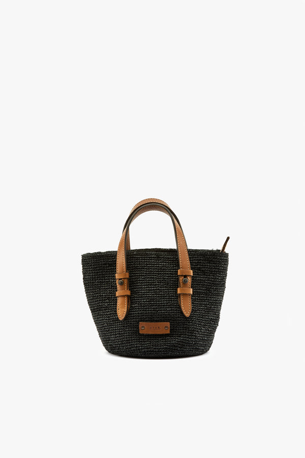 Borsa secchiello rafia black