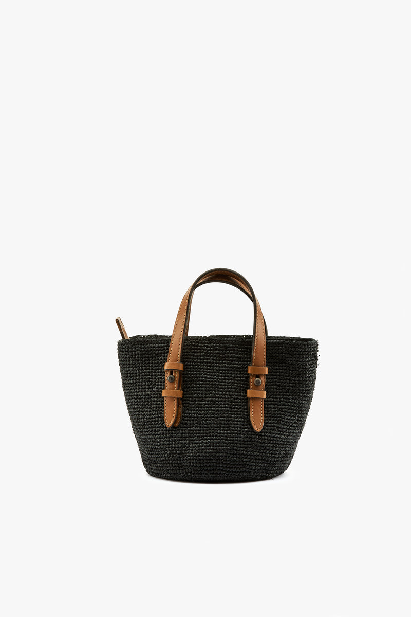 Borsa secchiello rafia black