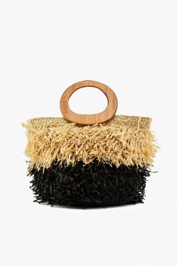 Borsa a mano rafia black/natural