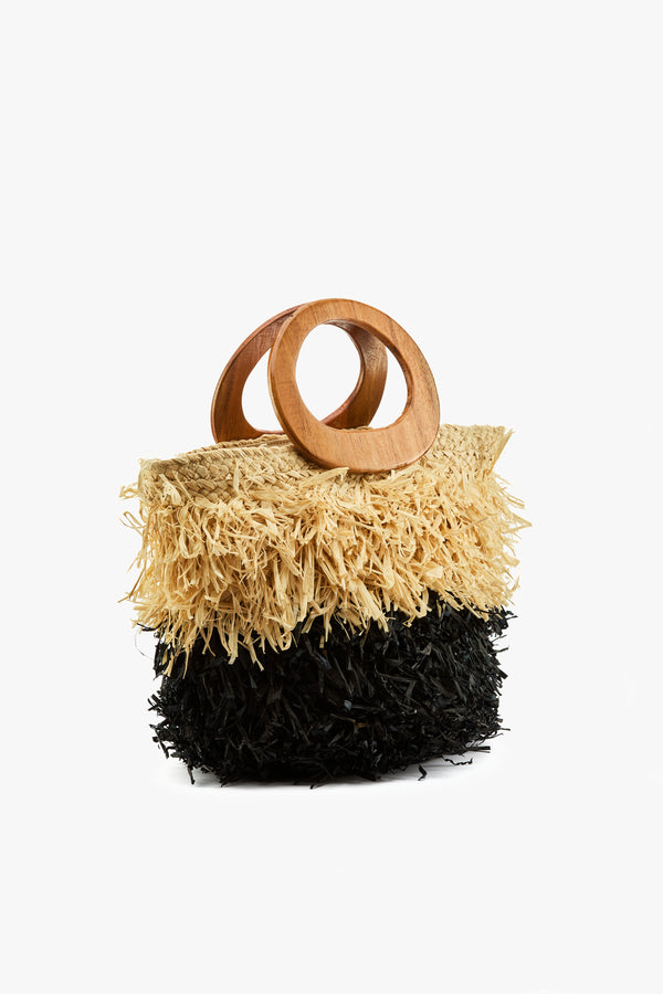Borsa a mano rafia black/natural